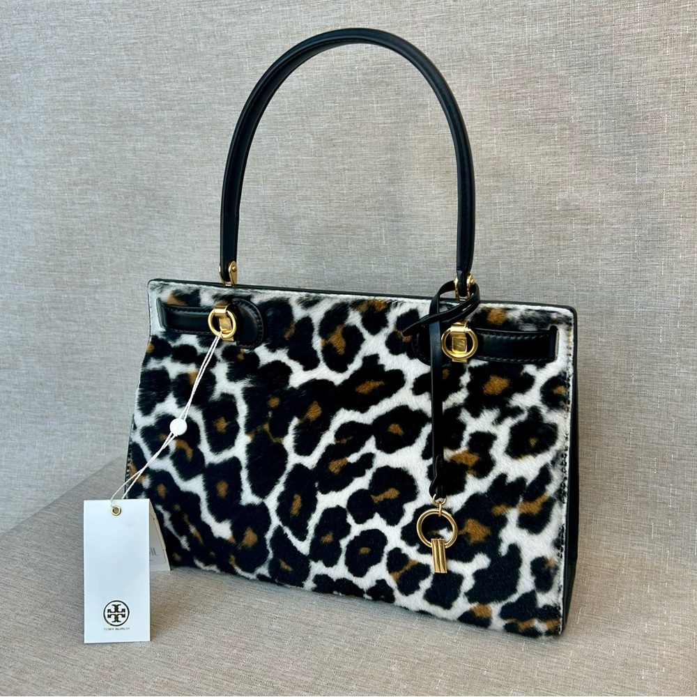 NWT Tory Burch Lee Radziwill Structured Leopard Shearling Bag - Picture 4 of 11